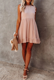 Solid Flounce Half A Turtleneck Cake Skirt Dresses