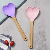 1pc Heart-Shaped Silicone Spatula with Bamboo Handle - Perfect for Baking, Stirring, and Pastry - Ideal Kitchen Gift