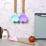 1pc Heart-Shaped Silicone Spatula with Bamboo Handle - Perfect for Baking, Stirring, and Pastry - Ideal Kitchen Gift