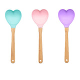 1pc Heart-Shaped Silicone Spatula with Bamboo Handle - Perfect for Baking, Stirring, and Pastry - Ideal Kitchen Gift