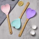 1pc Heart-Shaped Silicone Spatula with Bamboo Handle - Perfect for Baking, Stirring, and Pastry - Ideal Kitchen Gift