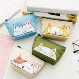 Cute Cat Print Coin Purse, Cartoon Zipper Wallet, Women's Clutch Storage Bag