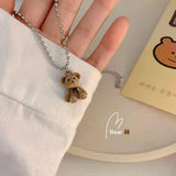 Bear Necklace Women's Trendy Hip Hop Clavicle Chain Simple Teddy Bear Sweater Chain