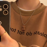 Bear Necklace Women's Trendy Hip Hop Clavicle Chain Simple Teddy Bear Sweater Chain