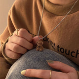 Bear Necklace Women's Trendy Hip Hop Clavicle Chain Simple Teddy Bear Sweater Chain