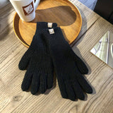 Simple Solid Color Touchscreen Gloves Stylish Elastic Vertical Striped Knit Gloves Autumn Winter Coldproof Split Finger Gloves