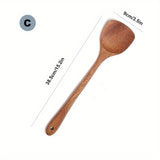 1pc Household Wooden Kitchen Utensils, Rice Spoons, Soup Spoons, Non Stick Pot Spatula, High Temperature Resistant Frying Spatula, Long Handle Spoon, Kitchen Cooking Accessories