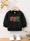 Baby Boy Christmas Cute Cartoon Graphic Sweatshirt, Kid's Party Casual Clothes