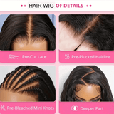 Glueless Natural Black 250 Density HD Bob Wig Human Hair 13x4 Body Wave Lace Front Wigs Human Hair Pre Plucked Glueless Wigs Human Hair 12 Inch Short Bob Wigs for Black Women Human Hair Wig