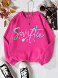 Vibrant Swiftie Graphic Print Round Neck Long Sleeve Sweatshirt - Soft, Comfy, Casual Wear for Girls - Daily, Outdoor, and Leisure Activities