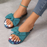 lovefery - Green Casual Daily Patchwork With Bow Round Comfortable Shoes