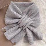 Cozy Knit Cross-Tie Scarf For Women - Soft, Warm & Stylish With Button Detail - Perfect For Fall/Winter Fashion