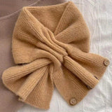 Cozy Knit Cross-Tie Scarf For Women - Soft, Warm & Stylish With Button Detail - Perfect For Fall/Winter Fashion