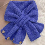 Cozy Knit Cross-Tie Scarf For Women - Soft, Warm & Stylish With Button Detail - Perfect For Fall/Winter Fashion