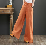 lovefery  Spring and Autumn New Pure Color Artistic Retro Cotton and Linen Casual Pants High Waist Loose Mop Straight-Leg Wide-Leg Pants Women