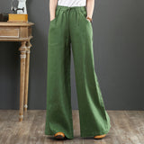 lovefery  Spring and Autumn New Pure Color Artistic Retro Cotton and Linen Casual Pants High Waist Loose Mop Straight-Leg Wide-Leg Pants Women