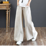 lovefery  Spring and Autumn New Pure Color Artistic Retro Cotton and Linen Casual Pants High Waist Loose Mop Straight-Leg Wide-Leg Pants Women