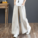 lovefery  Spring and Autumn New Pure Color Artistic Retro Cotton and Linen Casual Pants High Waist Loose Mop Straight-Leg Wide-Leg Pants Women