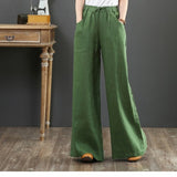 lovefery  Spring and Autumn New Pure Color Artistic Retro Cotton and Linen Casual Pants High Waist Loose Mop Straight-Leg Wide-Leg Pants Women