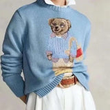 Women Sweaters Cartoon Rl Bear Women Winter Clothing Fashion Long Sleeve Knitted Pullover Cotton Wool Cotton Soft KOQ6