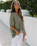 Tundra Lace Up Knit Top - Olive