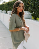 Tundra Lace Up Knit Top - Olive