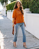 Tabitha Satin Babydoll Blouse - Burnt Orange