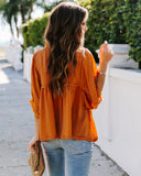 Tabitha Satin Babydoll Blouse - Burnt Orange