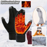 Thermal Winter Gloves - Ultra-Warm Knit Insulation, Touch Screen Compatible, Thickened Palm, Solid Color Design for Cycling and Hiking - Available in 1, 2, or 3 Pairs