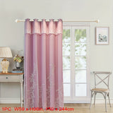 1pc Double Layer Embroidery Curtain With Lace Grommet Top Semi-Blackout Cloth Window Drapes Curtains For Bedroom Living Room Sliding Door Home Decor