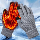 Thermal Winter Gloves - Ultra-Warm Knit Insulation, Touch Screen Compatible, Thickened Palm, Solid Color Design for Cycling and Hiking - Available in 1, 2, or 3 Pairs