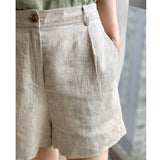 lovefery  Cotton Linen Shorts Women's Summer Slimming Linen Cotton Versatile Niche Breathable Wide Leg High Waist Leisure Commute Linen Pants