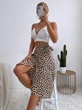 Temperament polka dot print split skirt trendy