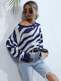 Zebra Print Round Neck Sweater Women