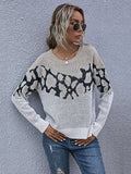 Zebra Print Long Sleeve Knit Sweater