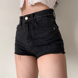 lovefery - Frayed High Waist Denim Shorts