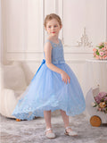 Enchanted Princess Tulle Dress for Girls - Delicate Butterfly Bow & Embroidered Magic, Perfect for Summer Celebrations and Performances