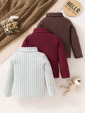 3pcs Cozy Kid's Solid Turtleneck Knit Sweater - Soft Long Sleeve Top for Boys, Perfect for Fall and Winter, Great Gift Idea for Kids