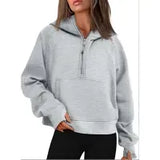 Yoga Scuba Half Zip Hoodie Jacket Designer Sweater Women's Define Workout Sport Coat Fitness Activewear Top Solid Zipper Sweatshirt Sports Gym Clothes