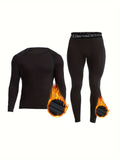 Men's Thermal Base Layer Set - Warm Winter Underwear for Skiing, Tight Fitting Long Sleeve Round Neck Top and Bottom Pants - Moisture Wicking, Quick Drying, Breathable, Anti-Chafing, Soft and Comfortable