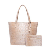 Crocodile Embossed Tote Bag Set, Elegant Shoulder Bag With Clutch Purse, Women's Office & Work Handbag