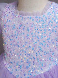 Girls Princess Dress - Exquisite Formal Design with Sparkling Sequins, Fluffy Puff Sleeves, and Fit-and-Flare Silhouette - Perfect for Little Princesses, Birthday Celebrations, and Show-Stopping Piano Performances