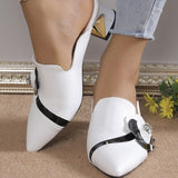 lovefery - White Casual Patchwork Pointed Out Door Wedges Shoes (Heel Height 2.75in)