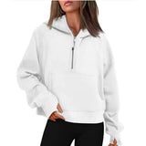 Lu-43 Autumn Winter Yoga Suit Scuba Hoodie Half Zip Women's Sports Sweater Loose Gym Jacket Fitness Short Plush Coat Sweatshirtmm