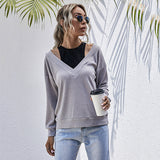 LOVEFERY Popular trade fashion fake two-piece top women's splicing solid color knitted sweater 2025 New popular autumn new