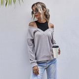 LOVEFERY Popular trade fashion fake two-piece top women's splicing solid color knitted sweater 2025 New popular autumn new