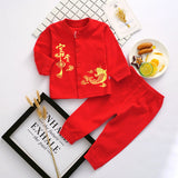 LOVEFERY Red Baby Full Moon Festive Clothes Newborn Child Hundred Days Cotton Products Summer and Autumn New Baby Stand Collar Suit