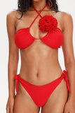 lovefery Eamon Flower Crossed Halter Bikini Set