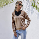 LOVEFERY Popular trade fashion fake two-piece top women's splicing solid color knitted sweater 2025 New popular autumn new