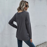 LOVEFERY New Popular trade women's knitted sweater 2025 style irregular long-sleeved V-neck top women's popular autumn